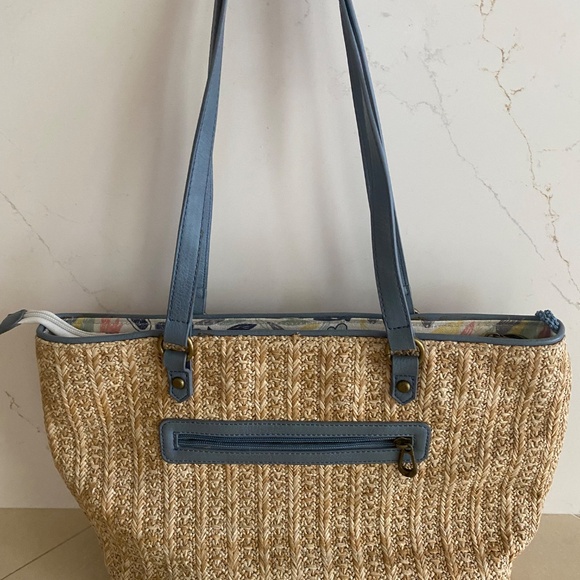 Sakroots Bird Meadow Straw Tote Shoulder Bag - Picture 4 of 9